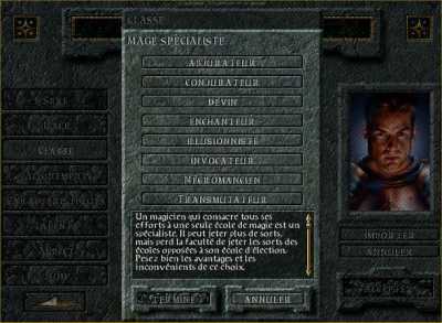 Choix de la spécialisation du mage